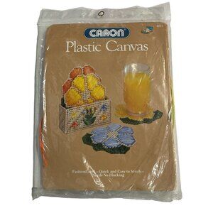Caron Plastic Canvas Kit Coaster‎ Set 4251 Floral Cottagecore Boho Craft Kit